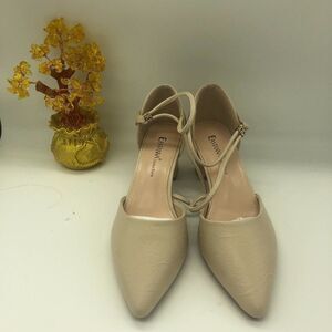 Eastanna Pointy Toe Ankle Strappy Pumps Mid Heels Sandals